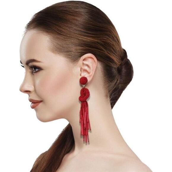 BRAND NEW Handmade Beaded Solid Color Post Statement Earring - Picture 3 of 4